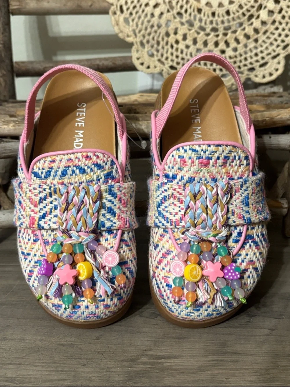 Steve Madden TODDLER Girls Size 9 Mazie Pink Beaded Sling-back Clog  NIB